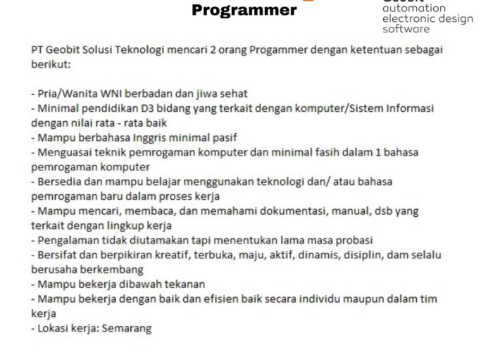 Lowongan Kerja Programer Semarang